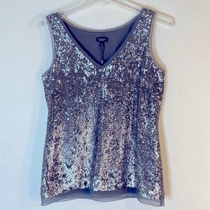 NWT. Talbots 2 Silver Sequin Tank Top Camisole.